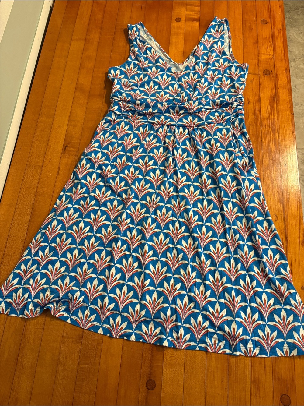 Boden Blue Geometric Floral Mini Dress
